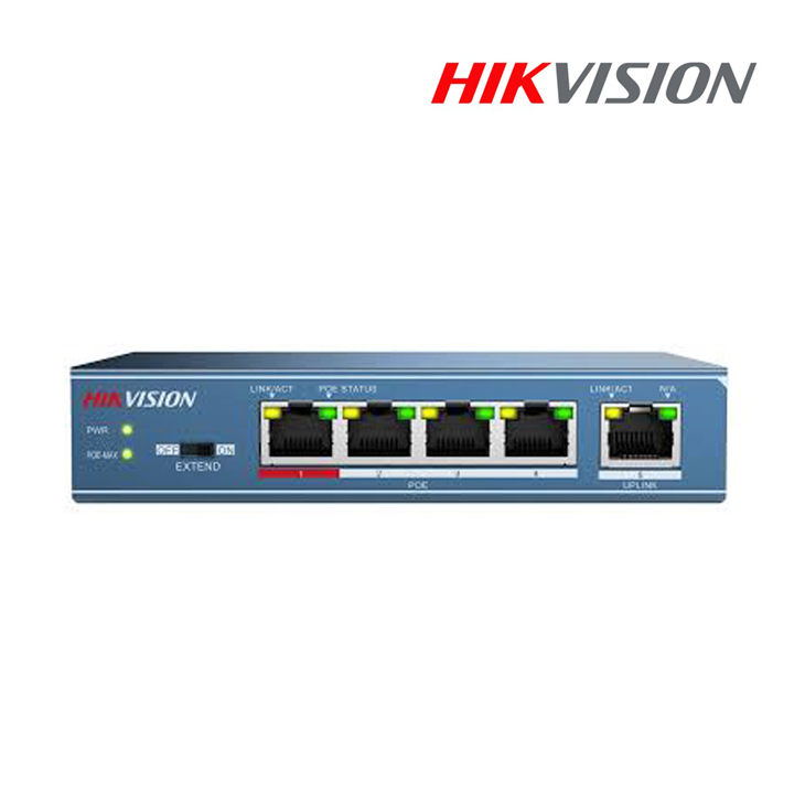 DS-3E0105P-E , HIKVISION 4-ports 100Mbps Unmanaged PoE Switch
